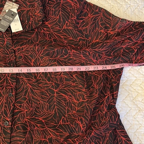 NWT Lane Bryant Sheer Swiss Dot Leaves Print Long Tunic Long Sleeve Tie Belt 18 - Picture 10 of 11